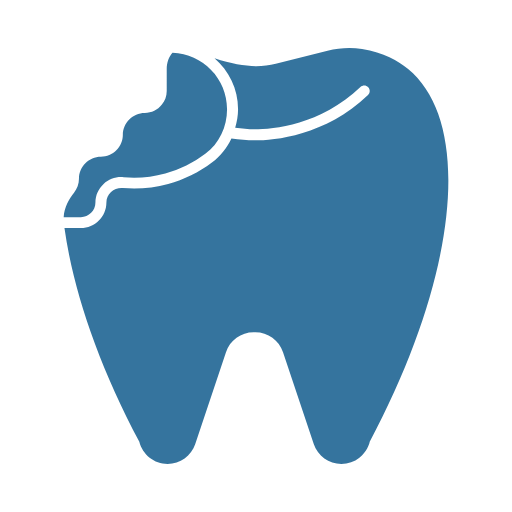 A tooth that is cracked, fractured, or severely worn
